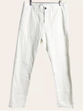 Edwin Bree Ambition 26 High Rise Patch Pocket Straight Leg Denim White